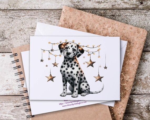 Cute Dalmatian Christmas Notecard Set, Dog Stationary, Holiday Thank You Cards, Winter Greeting Card, Snail Mail, Christmas Stationery, CH10
