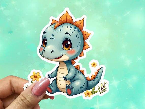 Boy Dino Vinyl Sticker, Water-Resistant Dino Sticker,  Dinosaur Decal, Cute Dino Stickers, Graphical Sticker, Laptop Stickers, VN13