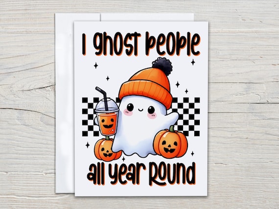 Cute Ghost Nurse Notecards, I Ghost People All Year Round, Halloween Notecards, Halloween Greetings, Notecard Set, Autumn Greetings, HN4