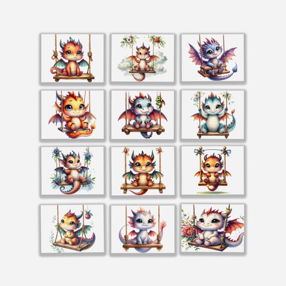 Cute Dragon Card Pack, Birthday Card Set, A2 Assorted Notecards, Dragon Greeting Cards, Blank Notecards, Greeting Card Pack, Cute Dragon,CS3