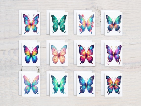 Cute Magical Butterfly Notecards, Card Assortment, Variety Pack, All Occasion Cards, Greeting Cards Pack, Everyday Card, Birthday, CS196