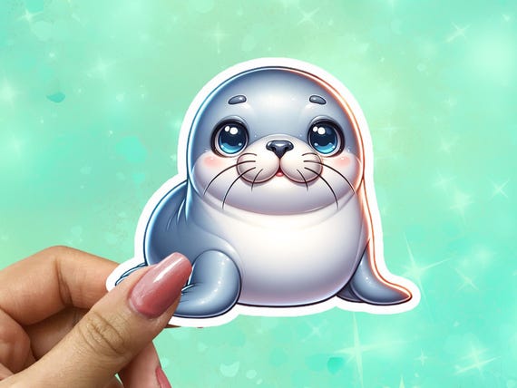 Cute Kawaii Seal Sticker, Water-Resistant Vinyl Seal, Kidcore Stickers, Animal Sticker, Sea Lion Decor, Gift For Kids