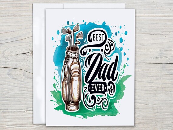 Golf Themed Father's Day Card, Daddy Birthday Card, Card for Daddy, Best Dad by Par, Funny Card for Dad, Card for Fathers Day, Best Dad, FD8