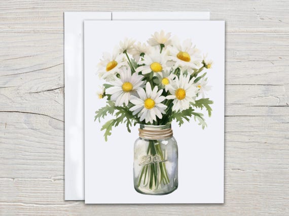 Watercolor Daisy Notecards Set, Thank You Card Pack, Just Because Card, Birthday Card Pack, Blank Notecards, Stationary, Everyday Card, EC48