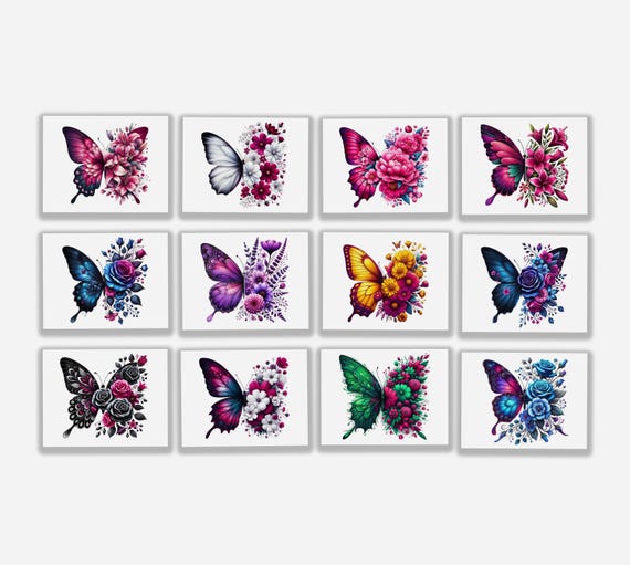 Custom Floral Butterfly Note Cards, Personalized Notecards, Teacher Gift, Butterfly Notecards, Mothersday Cards, Butterfly Bday Card, CS1