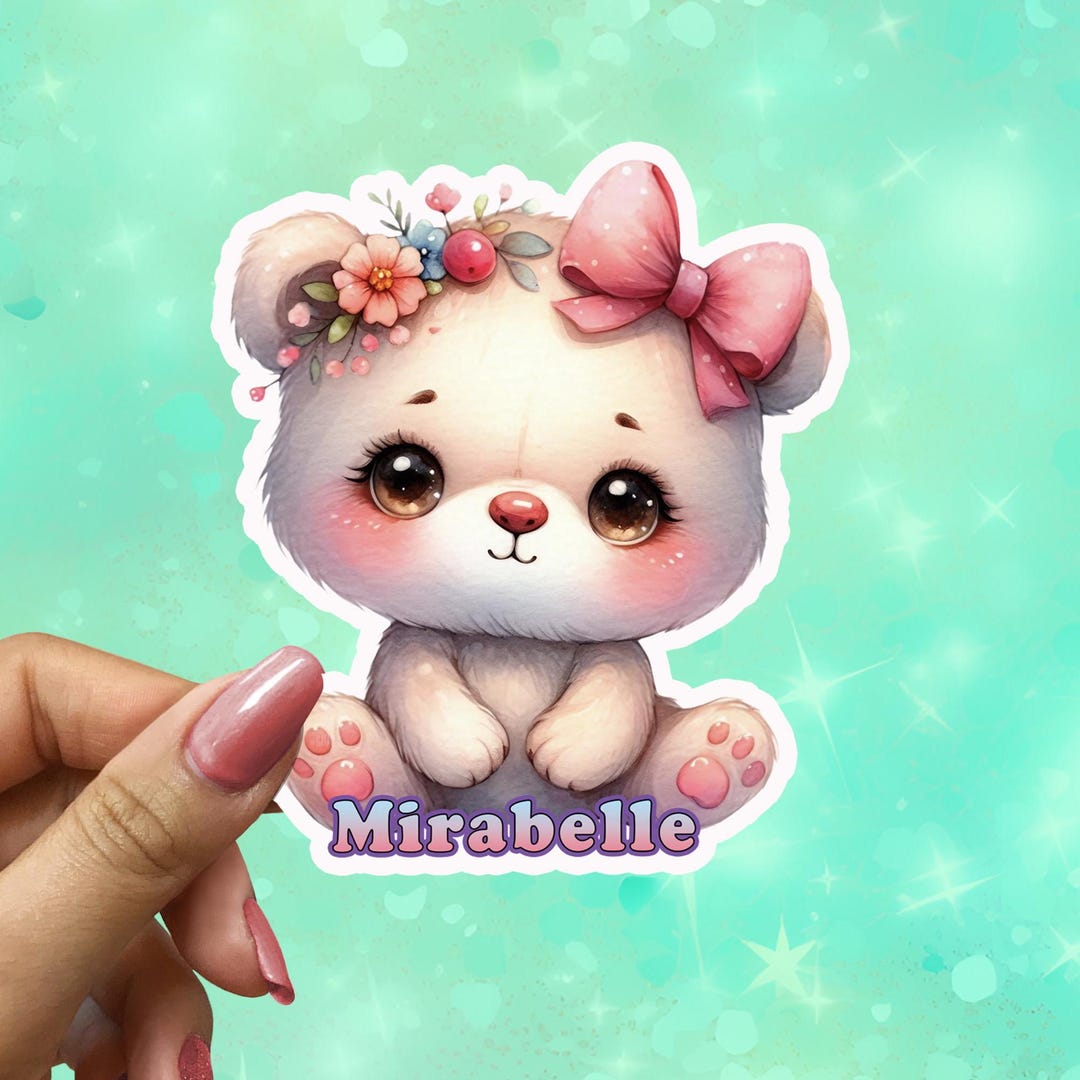 Cute Teddy Bear Vinyl Sticker, Kawaii Water Bottle Sticker ...