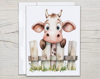 Cute Cow Greeting Cards, Kawaii Blank Notecard Set, Birthday Card Pack, Just Because Card, Cow Card Collection, Everyday Card Set, EC145