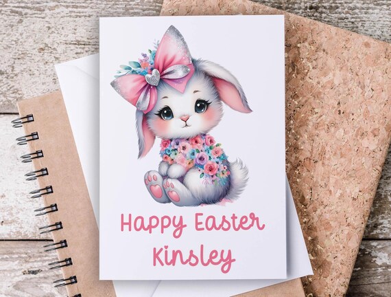 Cute Easter Card, Personalised Bunny Easter Card, Happy Easter Card, Kids Easter Card, Granddaughter, Niece, Grandchild, GC7