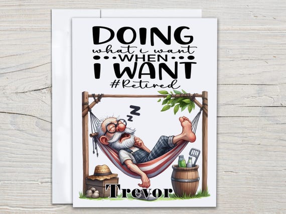 Personalized Retirement Card, Funny Retirement, Man in Hammock, Happy Retirement Wishes, Work Colleague, Card for Boss, Retire Humor, RT1