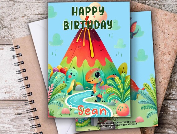Dinosaur Birthday Card, Personalized, A2 Size, Nephew Birthday Card, Dino Theme, Greeting Card, Bday Card, Dinosaur Theme, Dino Birthday,BC5