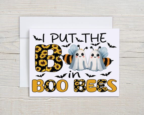 Boo Bees Notecard Set, Cute Ghost Print, Halloween Fun, Halloween Pun, Blank Notecard, Ghost Bee, Custom Stationary, Halloween Fun, HN13