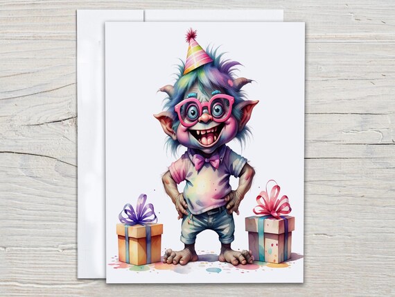 Troll Notecard Set, Thank You Cards, Blank Notecards, Greeting Cards, Birthday Card Pack, Just Because Card, Snail Mail, Everyday Card, EC21