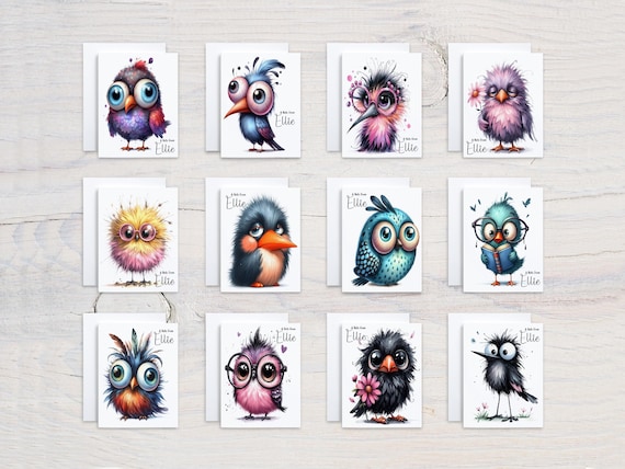 Custom Stationary, Bird Notecards, Assorted Cards, Birthday Card Pack, Blank Note Cards, Personal Stationery, Bird Greeting Cards, PS2