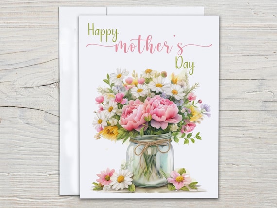 Mother's Day Watercolor Flowers Card, 1st Mothers Day, Happy Mothers Day Card, Gift For Her, Fun Card, Simple Mothers Day, MD32