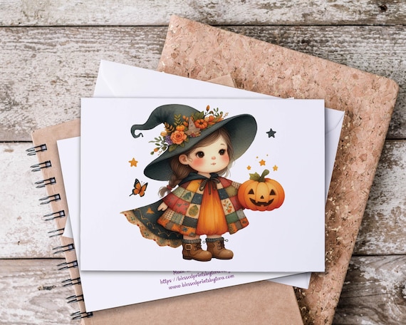 Pumpkin Witch Notecard Set: Spooky Fall Greeting Cards