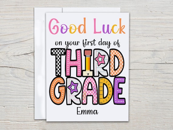 Personalized Good Luck Card, First Day of School Card, 1st Day of 3rd Grade, Best of Luck, New Beginnings, Primary School, Secondary, GL5