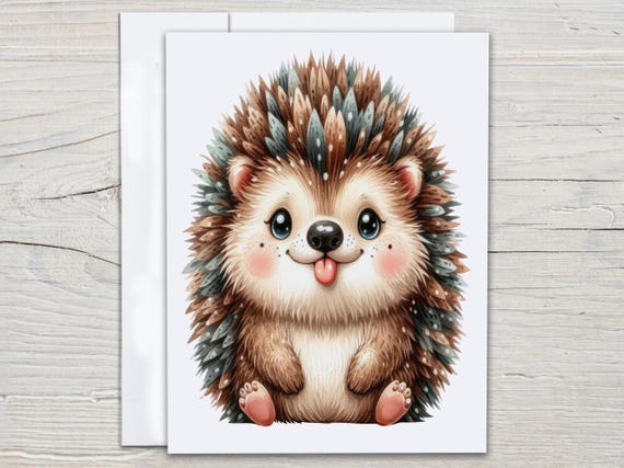 Kawaii Hedgehog Notecard Set, Cute Stationary, All Occasion Cards, Blank Notecard, Wildlife Card, Just Because Card, Everyday Card, EC115