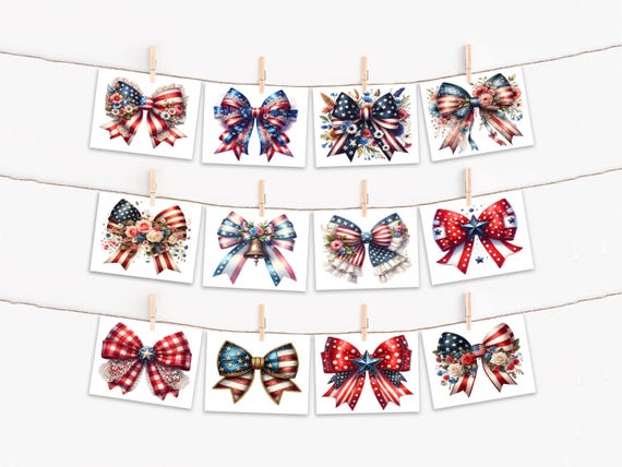 Assorted Notecards with Patriotic Bows, Handmade Notecards, Cute Stationary Set, Memorial Day Cards, All Occasion, 4th of July Cards, CS183