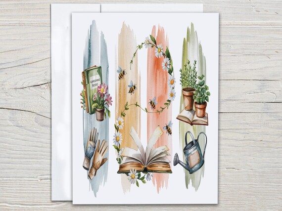 Watercolor Bookish Brushstrokes Notecard Set, Cute Stationary Set, Thank You Card, Snail Mail, Everyday Card, Birthday, Just Because, EC271