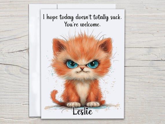 Personalized Cat Card, Funny Cat Card, BFF Card, Inappropriate Cards, Thinking of You, Punny Card, Friends Forever, Cute Friend Card, FE6