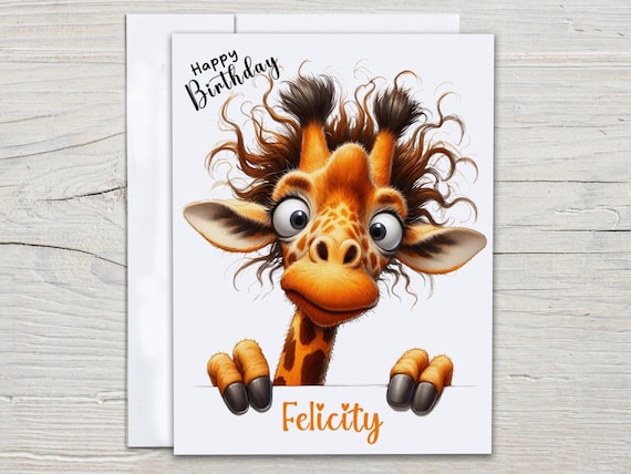Personalized Giraffe Birthday Card, Funny Bday Card, Cute Bday Card, Bestie Birthday Card, Wife Birthday Card, Bday Card For Mom, BC146
