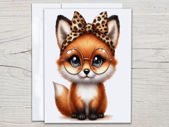 Cute Fox Notecard Set, Coquette Bow Design, Snail Mail, Greeting Card Set, Just Because, Note Cards, Thinking of You, Everyday Card, EC31