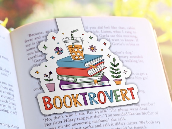 Booktrovert Magnetic Bookmark, Cute Book Mark, Page Saver, Holographic Page Holder, Unique Laminated Page Marker, Pretty Bookmark, MB31