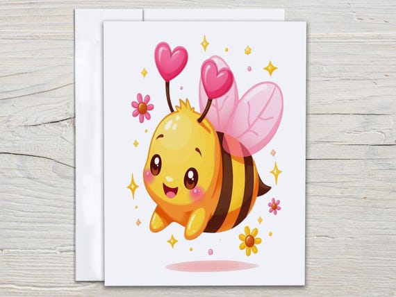 Bee Notecards Set, Cute Watercolor Bee Cards, Everyday Cards, Just Because Card, Miss You Card, Blank Notecards, Kawaii Stationary, EC353