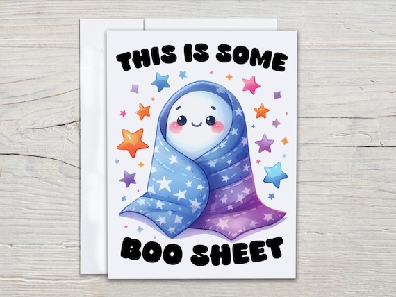 Cute Ghost Notecard Set, Best Friends Card, Halloween Notecards, Ghost Sheet, Fall Notecard, Watercolor Halloween, HN5