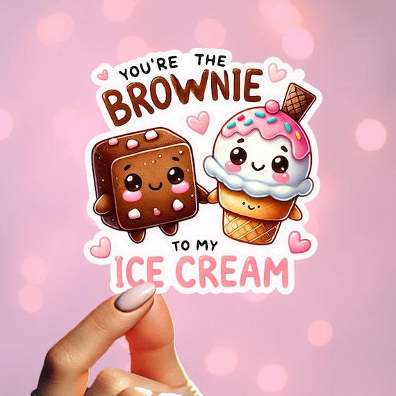 Kawaii Ice Cream & Brownie Sticker, Cute Food Sticker, Personalizable, Planner Sticker, Ice Cream Party, Cake Stickers, Foodie Sticker, VN91