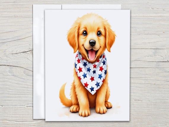 Patriotic Dog Notecard Set, Cute Notecards, Everyday Cards, Just Because Card, Blank Notecard, All Occasion Cards, Thank You Card, EC361