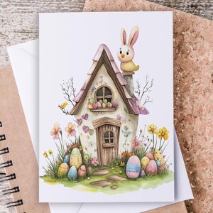 Easter Cottage Card Set, Just Because Card, Snail Mail, Blank Notecards, Easter Card Pack, Custom Note Cards, Cute Easter Card, EC8