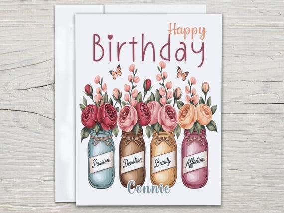 Personalized June Bday Card, June Birth Flower, Happy Bday, Bday Card for Mom, Wife Birthday Card, 40th Birthday Card, Friends Bday, BC108