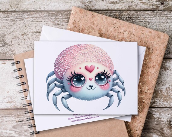 Cute Halloween Spider Notecards, Happy Halloween Card, Fall Notecards, Watercolor, Blank Notecards, Notecard Set, Everyday Card, HN36