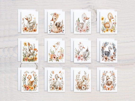 Assorted Notecards with Watercolor Geese, Blank Notecards, Cute Stationary Set, All Occasion Cards, Get Well Soon, Everyday Card, CS231