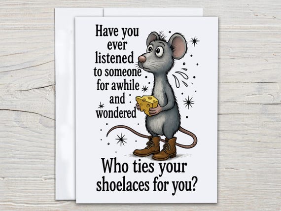 Cute Rat Funny Miss You Card, Simple Greeting Card, Just Because Card, Punny Card, BFF Card for Bestie, Friends Forever, Everyday, EC384