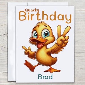 Personalized Duck Birthday Card, Watercolour Duck, Quacking Birthday, Happy Bday Card, Cute Wildlife Card, Bday Card For Him, BC263