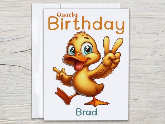 Personalized Duck Birthday Card, Watercolour Duck, Quacking Birthday, Happy Bday Card, Cute Wildlife Card, Bday Card For Him, BC263