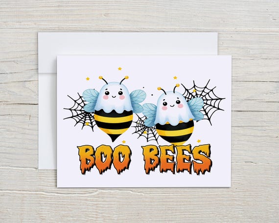Ghost Bee Notecard Set, Boo Bees Cards, Halloween Greetings, Blank Notecards, Cute Stationary, Halloween Thank You, Ghost Cards, HN6