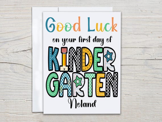 Personalized First Day of School Card, Best of Luck Card, Congrats Card, Good Luck Card, New Beginning, School Milestone, Kindergarten, GL11
