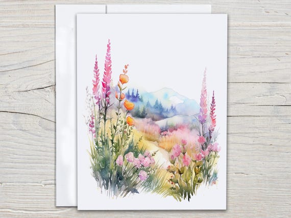 Cute Wildflower Watercolor Notecards, Cute Stationary Set, Everyday Card, Thankyou Card, Snail Mail, All Occasion Cards, Everyday, EC270