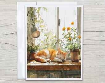 Watercolor Cat Notecards, Cat Stationary, Just Because Card, Blank Notecards, Cat Greeting Cards, Cute Cat Cards, Everyday Card, Bday, EC329