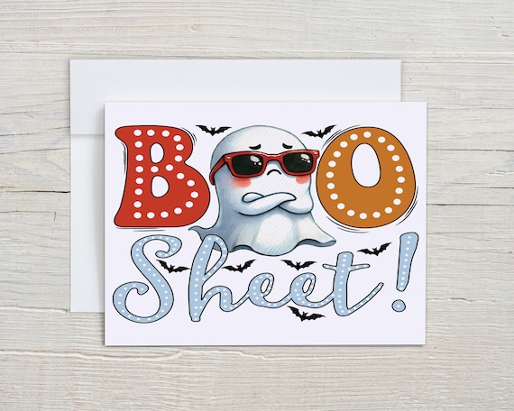 Ghost Sheet Notecard Set, Cute Boo Sheet Cards, Funny Halloween Cards, Halloween Fun, Blank Notecard, Happy Halloween Greeting, HN12