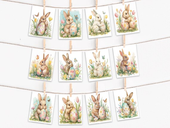 Card Assortment, Easter Watercolor Bunny Cards, Variety Pack Cards, Holiday Card Set, Assorted Cards, Blank Notecards, Notecard Set, CS37