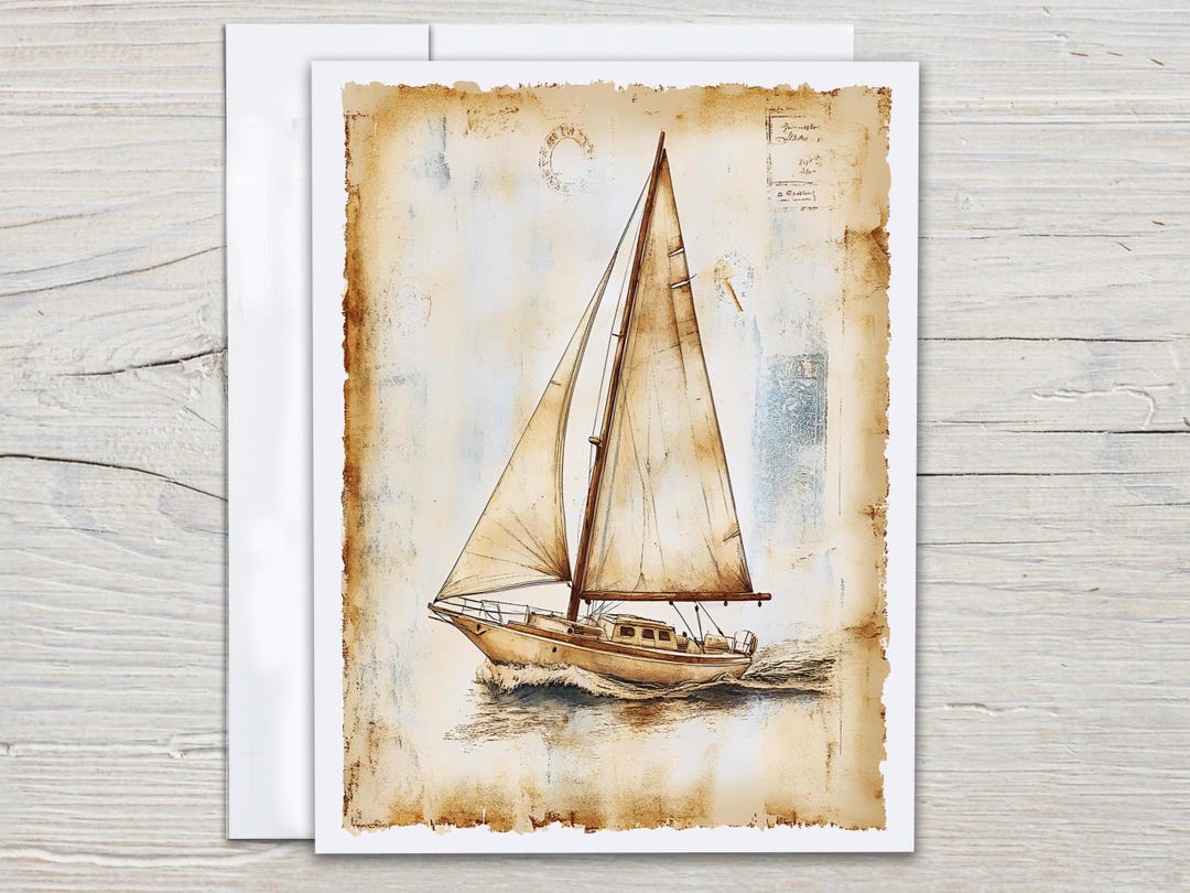 Vintage Sailboat Notecards Set, Watercolor Note Cards, Blank Notecards ...