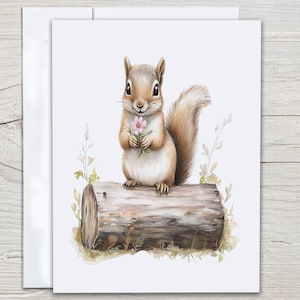 Watercolor Squirrel Notecard Set, Everyday Card, Thank You Card Pack, All Occasion Cards, Cute Stationary, Blank Notecard, Wildlife, EC185