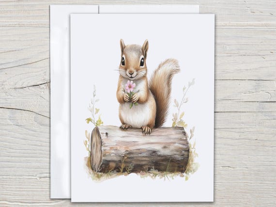 Watercolor Squirrel Notecard Set, Everyday Card, Thank You Card Pack, All Occasion Cards, Cute Stationary, Blank Notecard, Wildlife, EC185