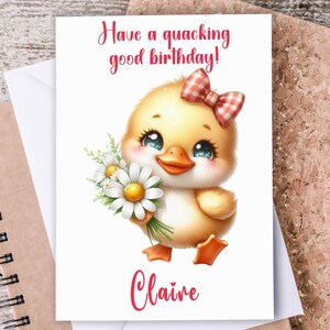 Cute Bday Card Duck Design, Personalized A2 Sized, Bestie Birthday Card, 16th Birthday Card, Fun Birthday Card, Duck Birthday, BC10