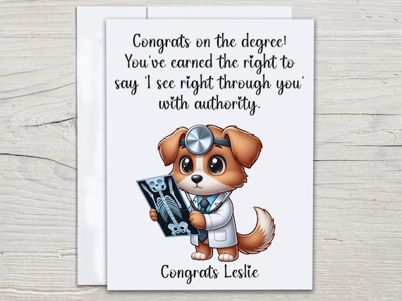 Personalized Graduation Card, Cute Radiologist Dog Card, Radiology Student Gift, Xray Technician Grad Card, Radiology Card, Xray Tech, GR20