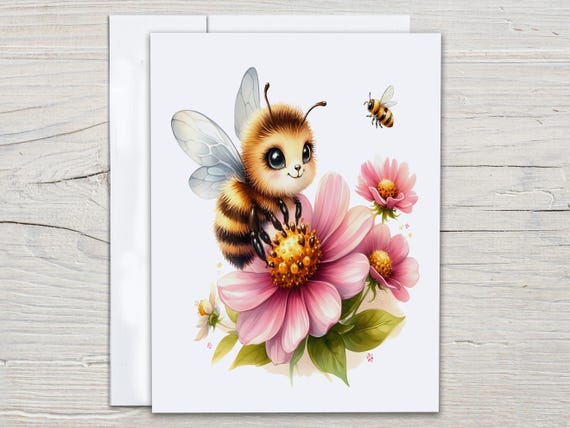 Bee Card Set, Personalized Card Set, Everyday Card, Snail Mail, Just Because Card, Blank Notecards, Bee Notecard Set, Bday Card Pack, EC16